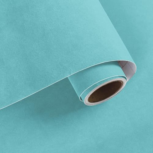 VaryPaper Aqua Blue Velvet Fabric Wallpaper Peel and Wallpaper 40cmx200cm Removable Blue Flocked Contact Paper Self Adhesive Velvet Flocking Liner for Jewelry Boxes Dresser Cupboard Vinyl Wrap Crafts