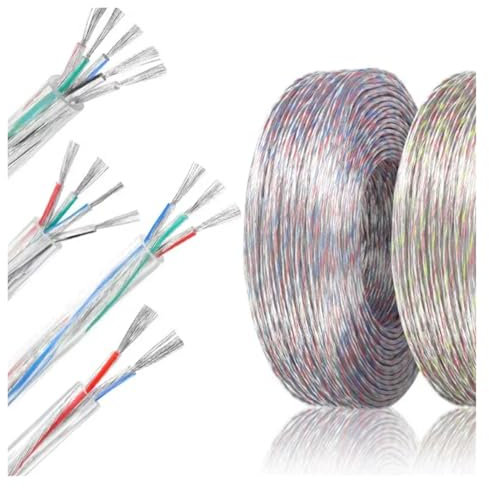 QAZMLP Communication equipment Transparent Multi-Core Power Cable 4-Core Tinned Copper Insulated Wire for Household Use - Eco-Friendly LED Sign Wiring Wire and cable(10 m,2core 20 awg)