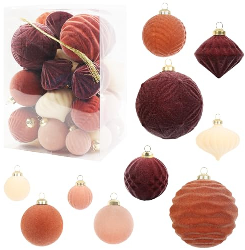 35 piezas de bolas de Navidad de terciopelo, juego de bolas para árbol de Navidad antirrotura con vellón, bolas decorativas para colgar para el árbol de Navidad, fiesta, vacaciones, decoración, 11