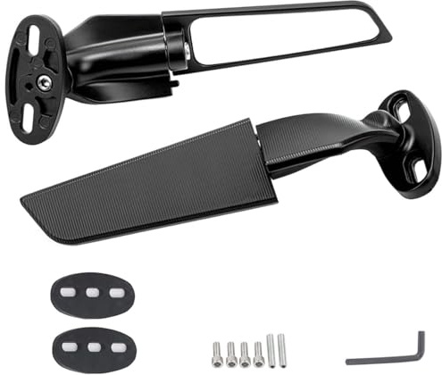Motorcycle Rear View Mirrors Set 360° Adjustable Rotating Stealth Wind Wing Side Mirrors Flat Motorbike Mirrors Compatible with Nin-ja 300/400/650/ZX6R/ZX10R (Large size)