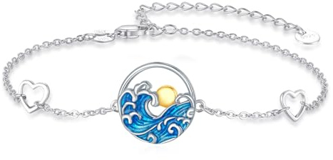 Silikepa Wave Bracelet for Women 925 Sterling Silver Sunrise Wave Bracelet Adjustable Ocean Jewelry Gift for Women