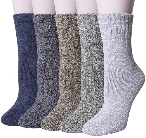Loritta Wool Socks for Women Warm Winter Socks Knit Crew Calf Hiking Boot Sock Stocking Stuffers Gifts,Bright Assorted