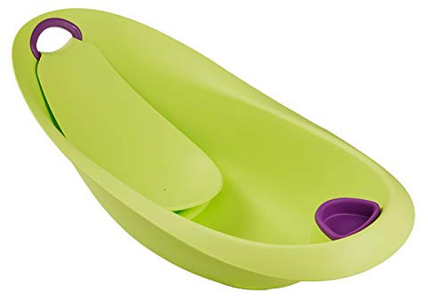 keeeper Bañera Ergonómica con Asas Suaves Hippo, Tapón y Asiento anatómico, De 0 a 6 Meses, Natalia, Verde