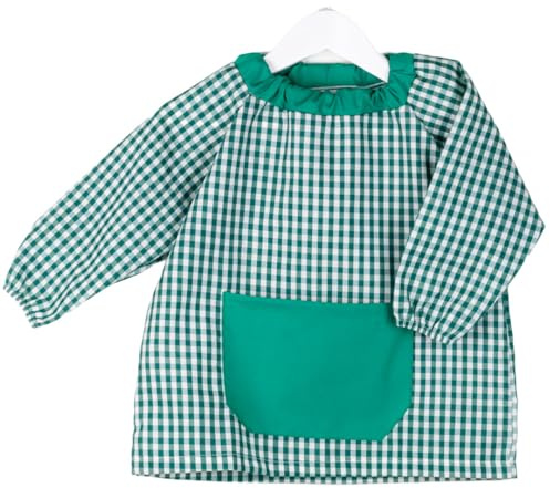 KLOTTZ PONCHO - Babi poncho sin botones guardería. Bata escolar cómoda de vestir perfecta para comedores y colegios. bebé-niños color: VERDE talla: 0