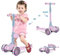 Barakara Kinderscooter, 3 in 1 Faltbarer Kinderroller Kickboard mit Abnehmbarem, 3 Höhenverstellbare, bis 150kg Belastbar für Jungen Mädchen ab 2 Jahre