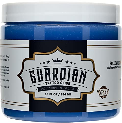 Element Tattoo Supply Guardian Tattoo Glide Gel - During Tattooing & Aftercare Tattoo Ointment, Moisturizing with Vit A, C, E & Botanical Extracts, Professional Grade, 13 oz Jar
