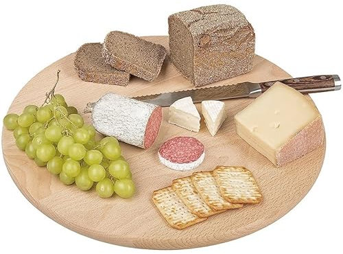 VIRSUS Tagliere Rotondo in Legno con Base Rotante, Diametro 35 cm e spessore 2 cm, Vassoio da Portata Piatto Pizza Girevole, a 360°, per servire Dolci, Formaggi, Finger Food -006