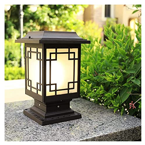 ALSEY Courtyard Light Solar Fence Pedestal Light Square Gate Bollard Pillar Lamp LED Column Post Lamps Outdoor Waterproof Table Torch Lantern Deck Villa Landscape Street Lighting (Size :