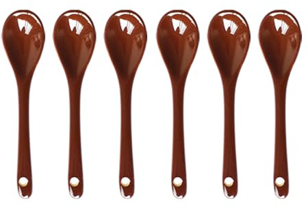 Pirhosigma 6 pcs Coffee Porcelain Egg Spoons Ceramic Spoons 4.7 inch/12cm Length 2.7cm Width Coffee Spoon Dessert Yogurt Tea Milky Tea