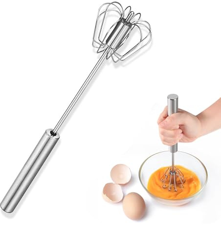 Semi-Automatic Egg Whisk Beater, Stainless Steel Wire Whisk Hand Push Blender Mixer for Baking, Whisking, Beating, Mixer Milk,12 inch