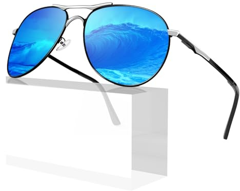 Sunier Gafas de Sol Hombre Polarizadas,Clásicas Retro Vintage Aviador Piloto Gafas de Sol Conducir,100% Protección UV
