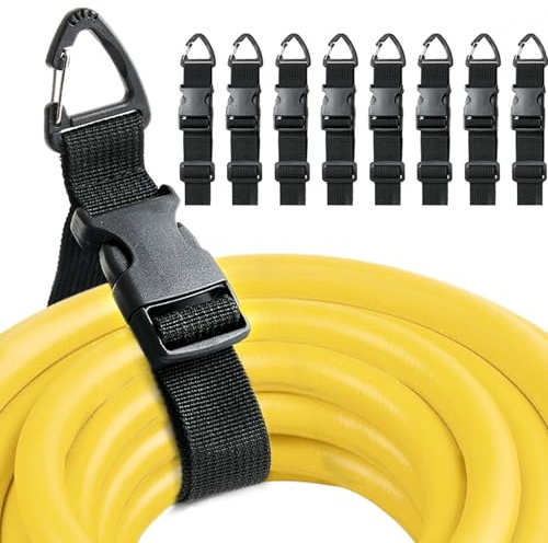 Heavy Duty Extension Cord Holder Organizer (8 Pack black) 17 Inch Adjustable Storage Straps with Triangle Clips Perfect for Garage Organization Workshop Storage and Men's Gadgets ο»Ώ ο»Ώ