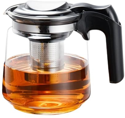 Umllpet Värmebeständigt borosilikatglas tekanna, tekanna av glas, tekanna av glas med avtagbar, värmebeständig glaskanna med lock, tetillverkare för beredning av löst te (1,5 l)