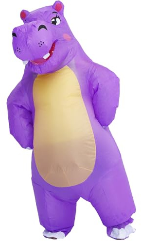 Xryhze Inflatabel Hippo Costume Adult Size Hippo Full Body Outfit for Halloween Fancy Cosplay Party Dress Air Blow up Costume Birthday Party Dress up