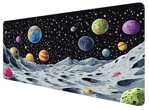 Tapis de Souris XXL 800x400x3 mmCouleur Tapis Souris Gaming, Bords Cousus Imperméable Mouse Pad, Base en Caoutchouc Antidérapante Desk Mat, pour PC, Gamer Portable Améliore Précision, (PlanèTe) D1-180