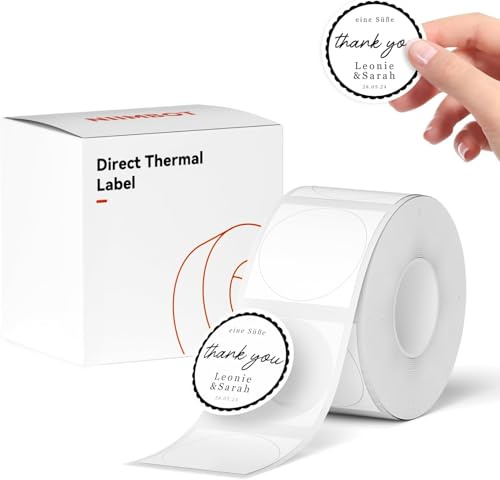 NIIMBOT Etiquetas Térmicas Adhesivas para NIIMBOT Etiquetadora B1,B21,B21 Pro y B3S (31 x 31 mm), 210 etiquetas, Impermeables y resistentes al aceite, para el hogar y Pequeña empresa(Redondo Blanco)