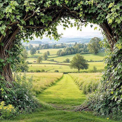 Hidden Meadow Garden Mural Curtain Countryside Wall Art, Outdoor Fence Panel, Decorative Tapestry, Rural Home Decor, Landscape Pathway Design, Nature Backdrop, Scenic Garden Wall Hanging