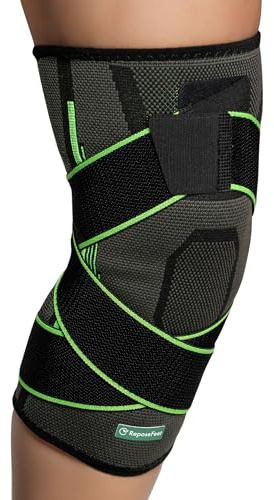 ReposeFeet Rodillera Menisco y Ligamentos – Compresión Estabilizadora Ajustable – Ideal para Deporte, Trabajo y Recuperación – Hombre y Mujer (L)