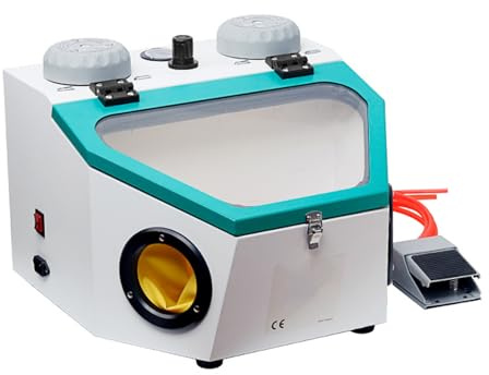 Electric Sand Blasting Machine, Heavy Duty Modular Equipment for Surface Treatment, Polishing; Wet and Dry Use with Light and Foot Switch