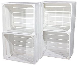 Vintage-Möbel24 GmbH 8er Set Neue weiße Apfelkiste Holzkiste Obstkiste Weinkiste 50x40x30cm