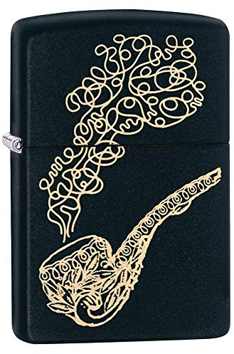 Zippo Pipe and Smoke Black Matte Pocket Lighter, One Size