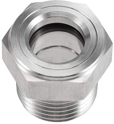 uxcell Oil Liquid Level Gauge Sight Glass 1/2 NPT Male Threaded 304 Stainless Steel Air Compressor Fittings, Silver Tone