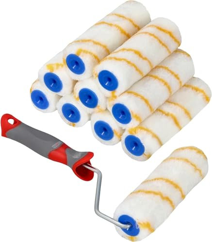 KOTARBAU® Lot de 10 rouleaux de peinture - Avec manche en caoutchouc - Pour travaux de peinture et de rénovation - 150 mm