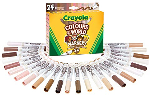 CRAYOLA Colours of the World Washable Markers - Assorted Colours (Pack of 24) | Colours That Represent Skin Tones from Around the World | Ideal for Kids Aged 3+