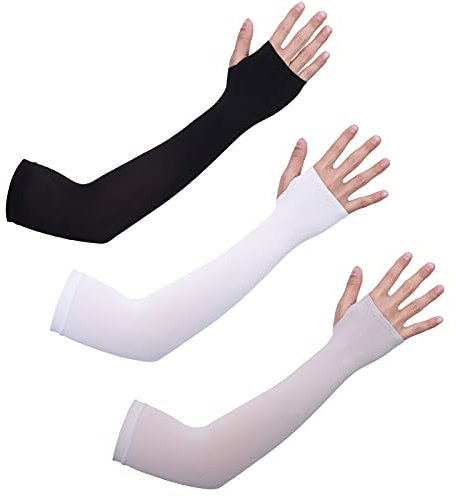tao pipe 3 Paare UV-Schutz Armlinge, Sonnenschutz Arm Sleeves für Outdoor Aktivitäten für Männer Frauen Kinder Kühlung Arm Warmer Armstulpen(Schwarz, Weiß, Grau)