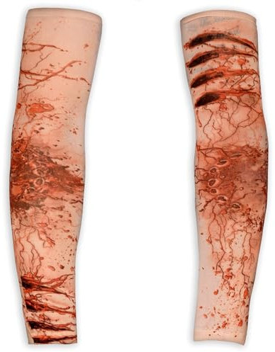 W WIDMANN MILANO Party Fashion 29360 - Tattoo-Ärmel verwundet, realistisch aussehend, für Erwachsene, Karneval, Mottoparty