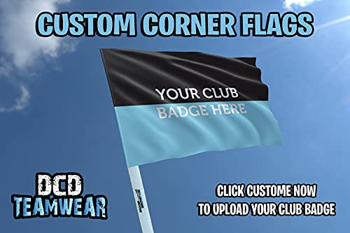 Sky and black personalised football corner flags customised with your team logo (Set of 4 flags) (4 Flags Only)