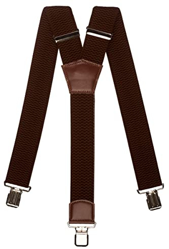 Olata Bretelle da Uomo a Forma di Y con Pelle Marrone, Extra Larghe, 5 cm. Marrone