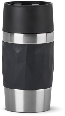 Tefal Thermobecher, 0,3 l, doppelwandig, hält heiße Getränke 3h, kühl 6h, Edelstahl, Silikonbeschichtung, Travel Mug Compact N2160110
