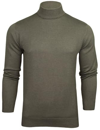 Xact Pull Homme Col Montant Slim Fit 100% Coton Premium – Maille Fine, Chic et Confortable, Style Élégant pour Automne Hiver – Pull Chaud Classique Décontracté et Habillé (Dark Grey Marl) M