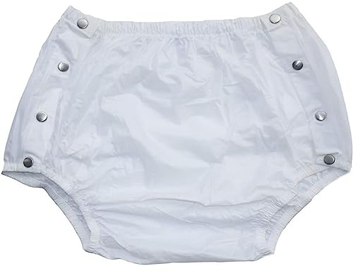 Adult Incontinence Plastic Snap Pants/Reusable PVC Waterproof Pants - Adult Diapers with Wide Stretch Legs for Men and Women