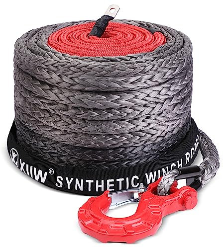 Aufgerüstet Schutzhüllenhaken 12-Strand 20500 LBS Synthetik-Kunststoff-Seil UHMWPE Seil-Winde Winden 10mm x 28m Synthetikseil Windenseil Forstseil 9299KG Anhängerseil Fahrzeugwinde LKW ATV UTV
