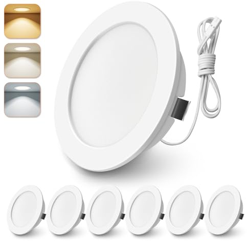 ALUSSO 6 Pack 12V LED Spot(Not Dimmable,Recessed Lights for Caravan,White | 3CCT 3000K 4000K 6000K,12-24V,4W 270LM,Cutout 55-58mm,Recessed Lights for Under Cabinet,RV,Campervan,Motorhome,Roof