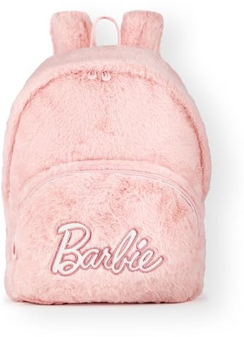 Barbie Zaino soffice da donna | Borsa zaino da donna e ragazza con logo classico con orsetto e toppa in rosa | Cinghie regolabili e scomparti spaziosi | Regalo di gadget di film per bambole