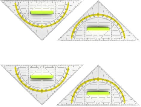 Ozmw 4 Pcs Geodreieck mit Griff - Geodreieck 14cm, Geodreieck Klein, Dreieck Lineal, Geodreieck Grundschule
