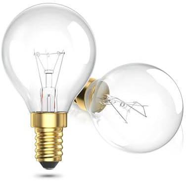 Bonlux Lampadina E14 300 Gradi per Forno e Lampada di Sale - Dimmerabile, Bianca Calda 2700K, 300LM, G45, 42W - Per Microonde e Piccola Lampada da Tavolo - 2 Pezzi