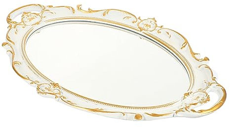 Zerodeko Vassoio Decorativo Stile Vintage Con Specchio Per Servire Dessert e Snack Per Tavoli Da Caffè e Decorazioni Domestiche