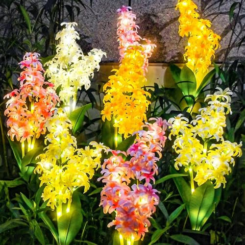 DooYard Solar Lights Outdoor, Solar Hyacinth Flower Lights With Glowing Stems, Solar Garden Lights Outdoor for Garden Decoration, Yard Decor and Gift for Mother (4)