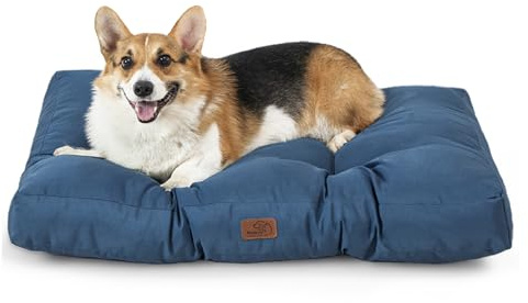 Bedsure Matelas Chien Imperméable Taille Moyenne, 76x50x8 cm Bleu Marine | Tissu Oxford, Lavable, coussin plat pour cage, matelas chien extérieur taille moyenne, pliable et facile à transporter