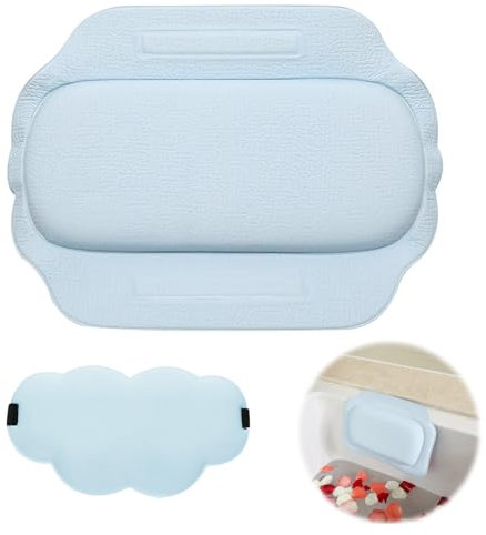 Almohada de Bañera para Cabeza Impermeable, Apoya Cabeza para Bañera Ventosas, Universal Reposacabezas Ergonómica de Baño con Máscara Dormir para Piscina, SPA