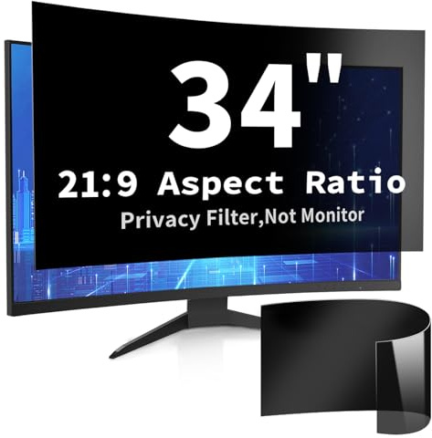 DEJIMAX Privacy Screen Protector for 34 Inch (86cm) Curved Monitors - 21:9 Ultrawide Anti-Spy Film with Anti-Glare & Blue Light Filter, HD Eye Care for Office, Home, Travel