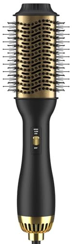 TQQ Cepillo Secador de Pelo, 2.0 Salon One-Step Secador y Volumizador Para Todos los Tipos-Oro Negro