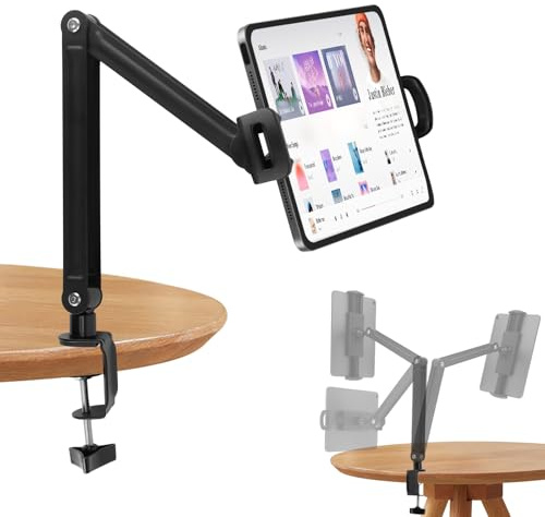 JABNOW Supporto Tablet Flessibile Porta Cellulare da Tavolo e Letto in metallo Con Base Girevole a 360° Supporto Telefono Adatto per 4.7-12.9 Pollici iPad Air Pro Mini e Kindle
