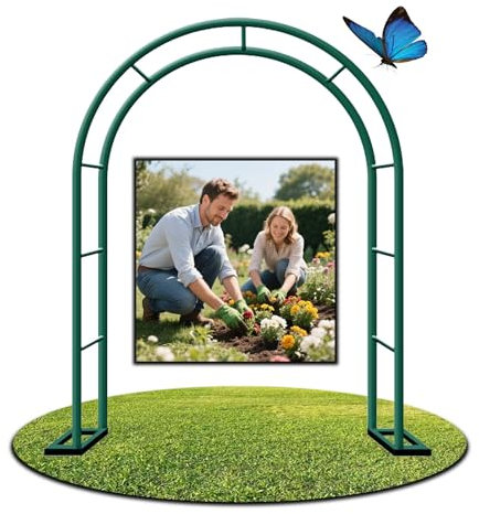 Genérico Arco De Jardín De Metal Arco De Rosas Y Plantas Trepadoras, 80 120 140 180 200 240 280 300 350cm, para Fiesta Boda Decoración Exterior(Green,W200 X H230cm)