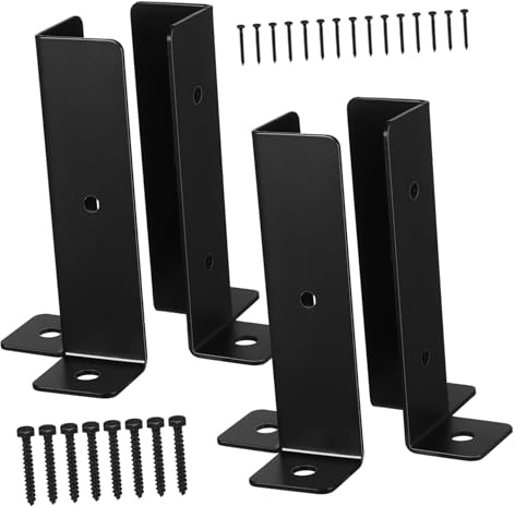 Operitacx Staffe Di Supporto Per Pergola e Ancoraggio Per Palo in Legno, Base Per Palo Mezzo Colonna in Ferro Resistente Alle Intemperie, Set Da 4 Per Ringhiere Di Portici e Recinzioni