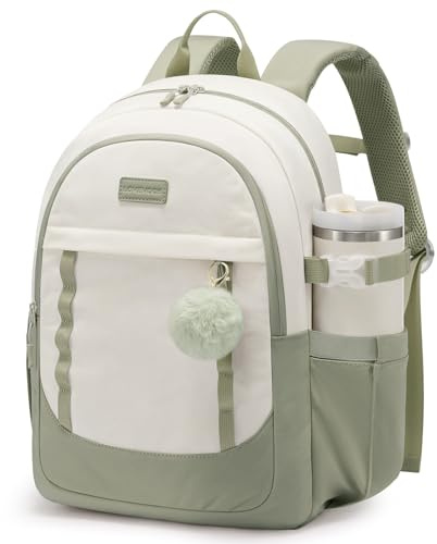 LOVEVOOK Schulrucksack Mädchen Teenager, 15,6 Zoll Laptop Rucksack Damen Leichter School Bag Schultasche mit Plüschanhänger, Lässig Groß Schulranzen für Schule Mittelschule